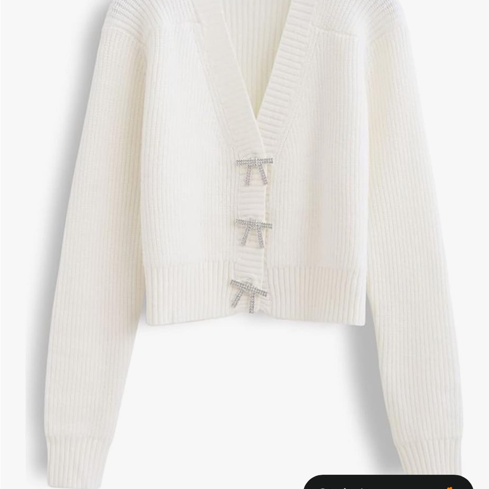 Chicwish Ivory Cardigan with Crystal Accents